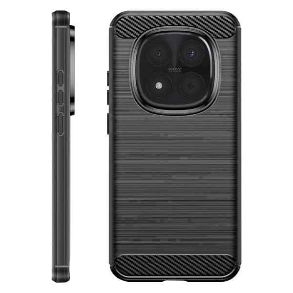 Silicone Cover til Redmi Note 15 Pro 5G med Carbon Effekt Børstet Tekstur Sort Svart