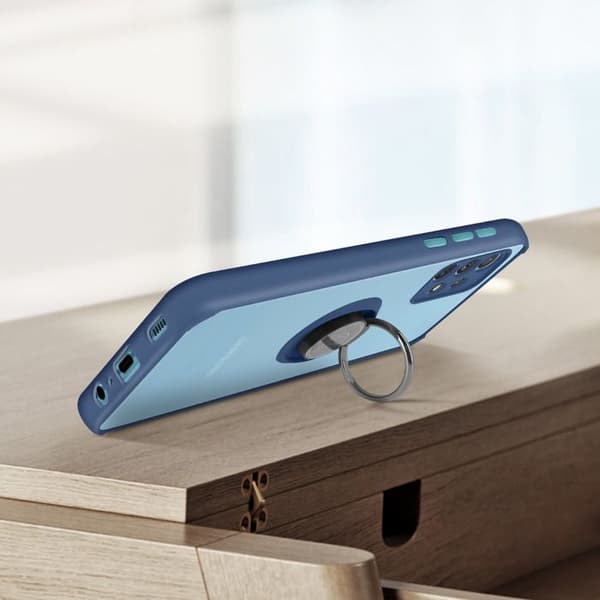 Skyddsskal - AVIZAR - Samsung Galaxy A32 - Bi-material - Låsring - Videostöd Blå