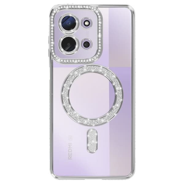 MagSafe-fodral - AVIZAR - Redmi 15C - Silver Strass-kontur - Stötabsorbering - Elegant Grå