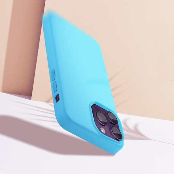 iPhone 14 Pro Max etui Halvstivt tyndt letvægts blødt interiør Moxie lyseblå Ljusblå