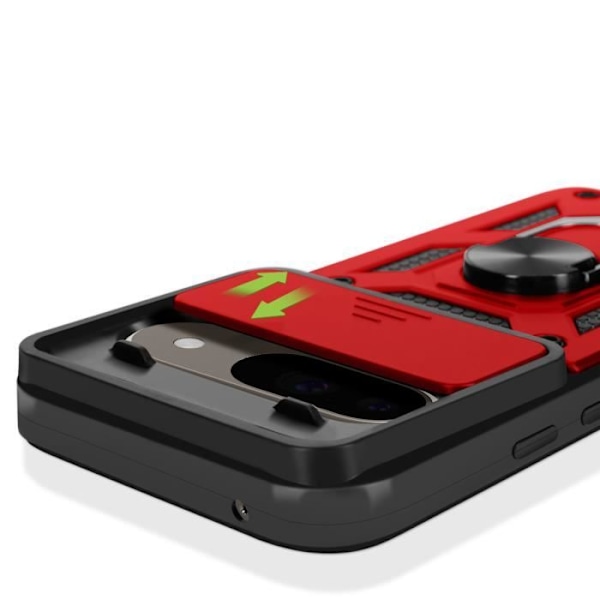 Coque för Google Pixel 9 och 9 Pro Ring Stöd Kamera Skydd Mayaxess Röd Röd