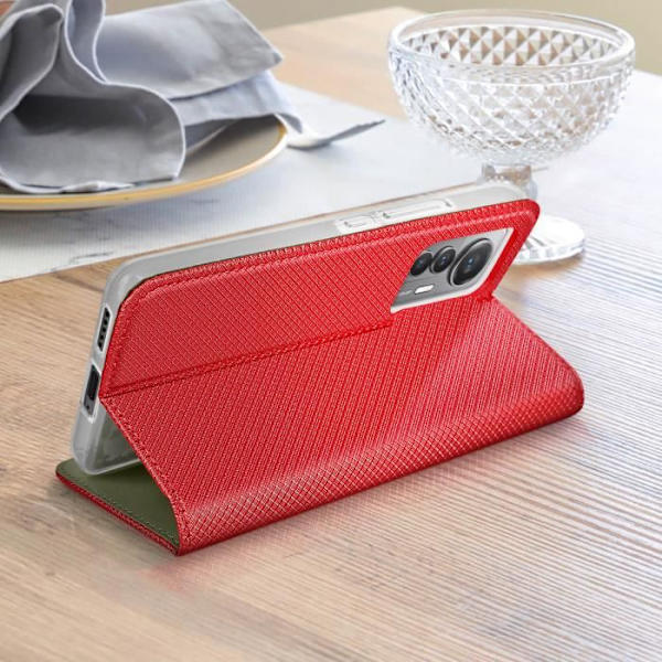 Xiaomi 12 Lite Fodral - AVIZAR - Magnetisk flipkorthållare - Röd - Stativfunktion Röd
