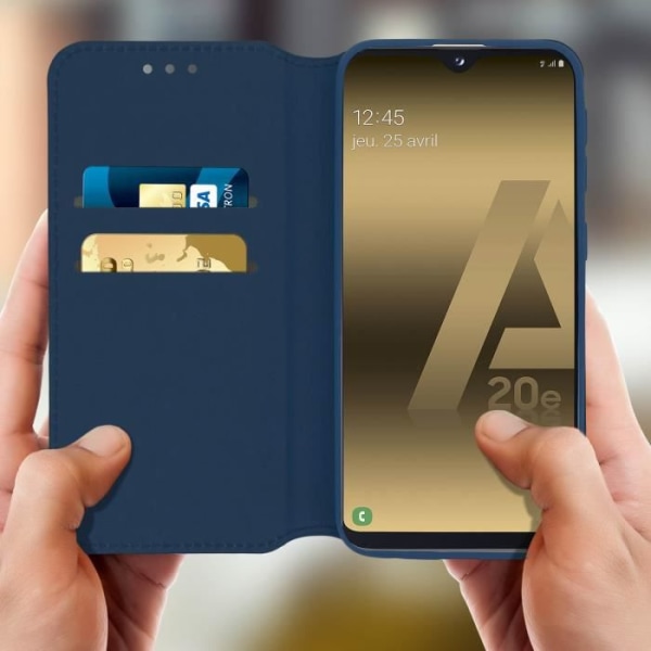 Mobilfodral - Samsung - Galaxy A20e - Ekoskinn - Videostöd - Mörkblå Midnattsblå