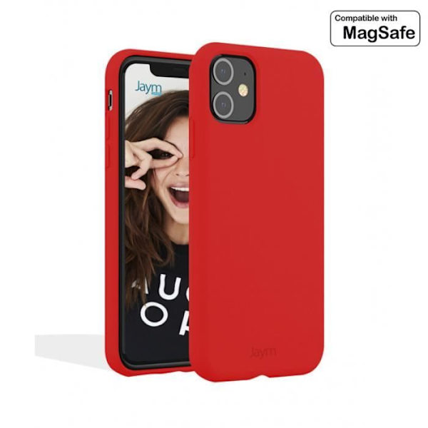Magsafe kotelo Apple iPhone 13 Prolle Premium Silicone Microfiber Jaym Red Röd