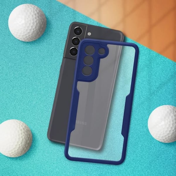 Samsung Galaxy S21 Plus Fodral Baksida Plexiglas Fram Polymer Stötsäker Blå Kontur Blå