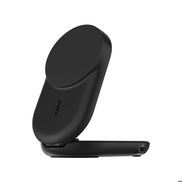 2-i-1 Opladerbase til iPhone / AirPods Kompatibel med MagSafe Qi2 25W Foldbar Belkin Sort