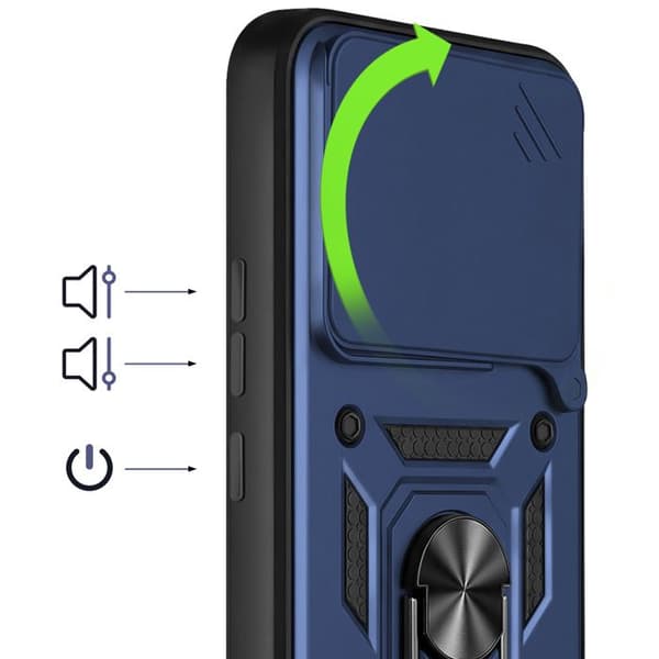 Coque Ring til Redmi Note 15 Pro Plus 4G med Skydelåg til Kamera Mayaxess Mørkeblå Blå