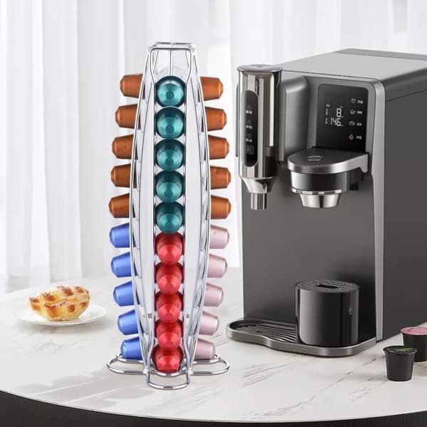 Kapseldispenser - CHEFFINGER - Slank Tur - Metal - 40 Kapsler - Moderne Design Grå