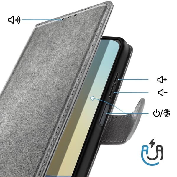 Etui til Redmi A7 Pro Chesterfield-serien med kortlomme og videostøtte i grå Grå