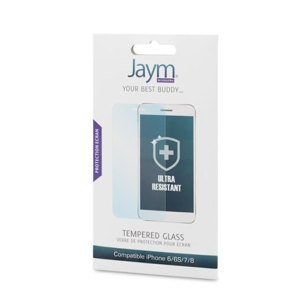 Skærmbeskyttelse - Jaym - iPhone 6/6S/7/8 - Hærdet glas - Høj beskyttelse 9H - Nem installation transparent