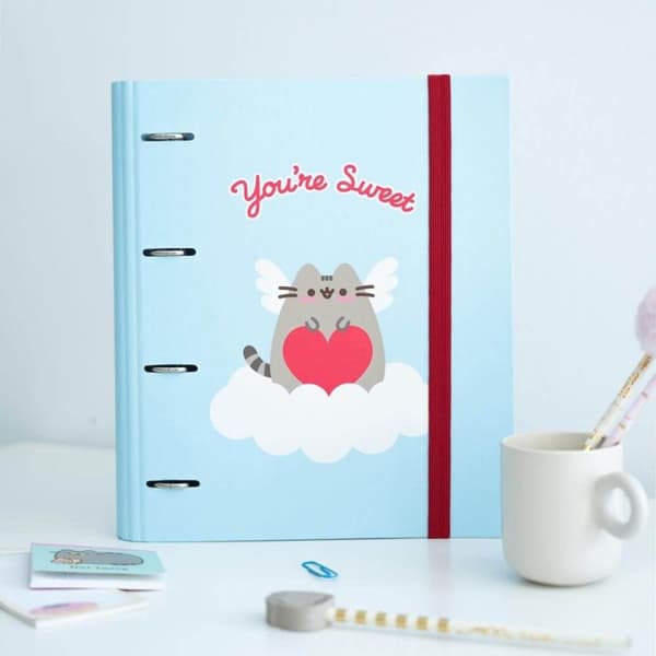 A4-mappe - PUSHEEN - Purrfect Love - 4 ringe - Elastisk lukning - Tilpasset indvendig