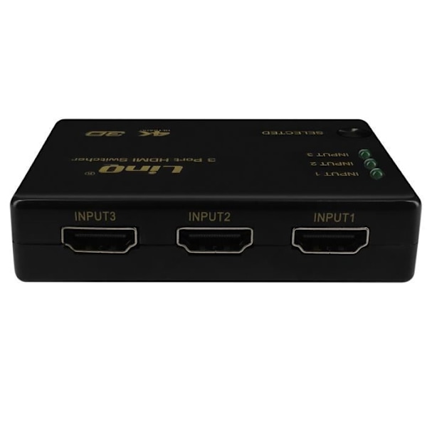 HDMI-jakaja - LinQ - 3 porttia - Yhteensopiva 4K/2K/3D - Resoluutio 1080p - Plug and Play asennus
