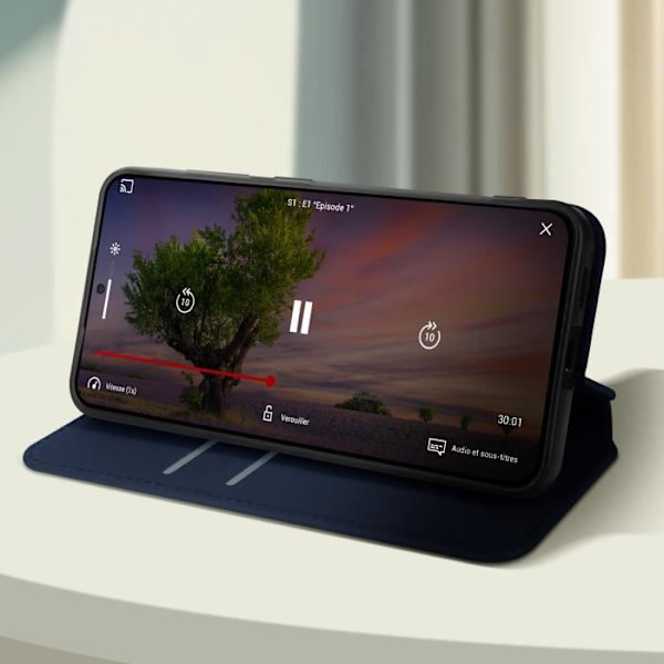 Fodral för Galaxy S24 Plus-korthållare Videostöd Magnetic Flip Midnight Blue Blå