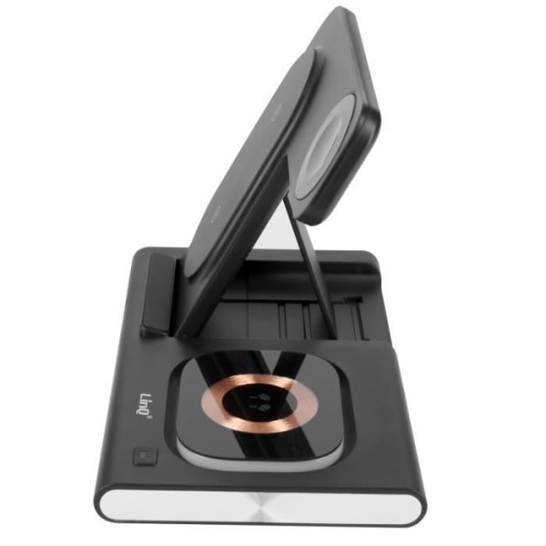 3-i-1 Opladningsstation - LinQ - MagSafe 15W - Oplader til iPhone, AirPods, Apple Watch - Sort Svart