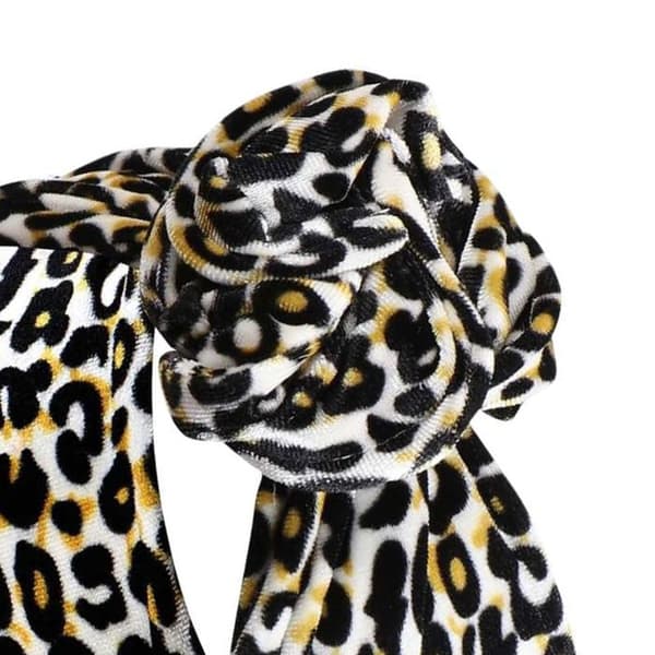 Huvudband Turban - AVIZAR - Leopardtryck - Beige Sammet - Bekväm - Elastisk Beige