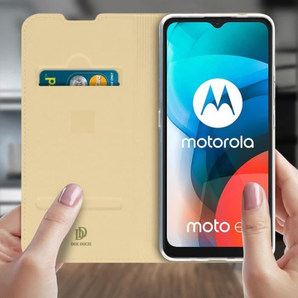 Motorola Moto E7 -kotelon korttikotelon tukitoiminto Dux Ducis Gold Keltainen