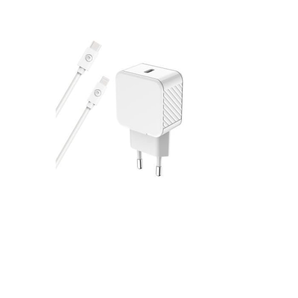Hemladdare 30W Strömförsörjning + USB C/Lightning-kabel Vit - 100% Återvunnen plast Bigben