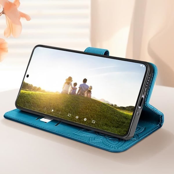 Mandala Butterfly Fodral för Redmi Note 13 Pro Wallet Handledsrem Blå
