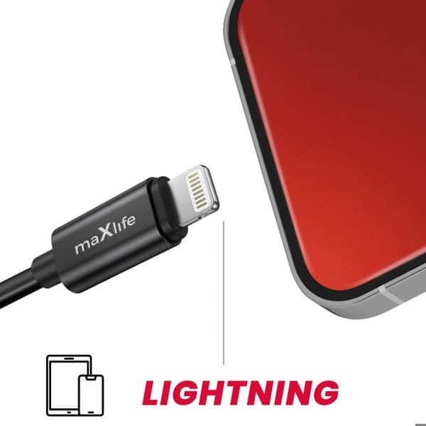 Audio Jack 3.5mm Hun til Lightning Han Kompakt 13.5cm Maxlife Sort