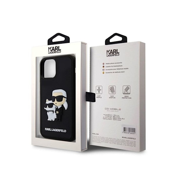 3D Cover Karl og Choupette til iPhone 12/12 Pro Elegant Beskyttelse Karl Lagerfeld Sort Svart