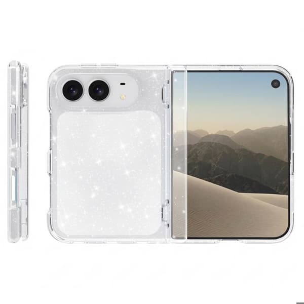 Glitterskal för iPhone Duo med mjukt stötabsorberande vitt kant. Vit