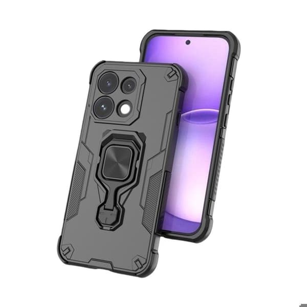 Stødabsorberende cover til Oppo Reno 16F / 16 FS med magnetisk ringefunktion i sort Svart
