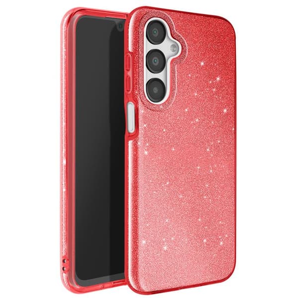 Skydd - MEDDELA - Samsung Galaxy A16 - Stöttålig - Glitter - Glittrande Röd Röd
