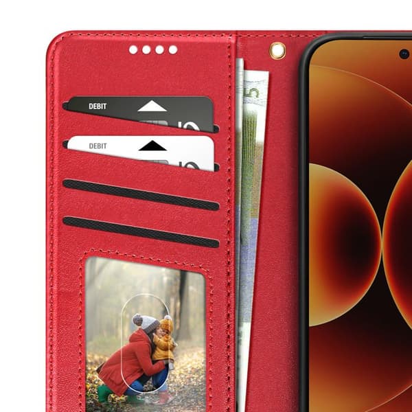 Plånboksfodral för Xiaomi 17 med Fällbar Stödfunktion Röd Röd