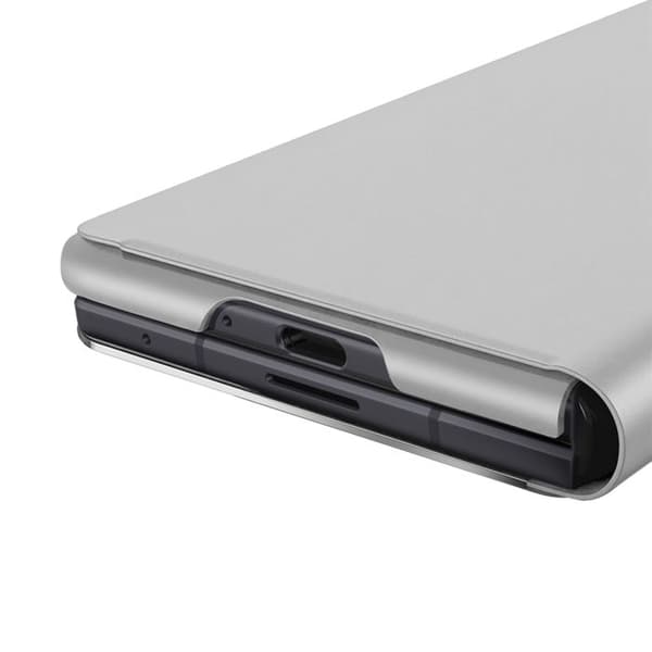 Flip Cover Spejl til Galaxy Z Fold8 Ultra Læder Effekt med Håndfri Støtte Sølv Grå