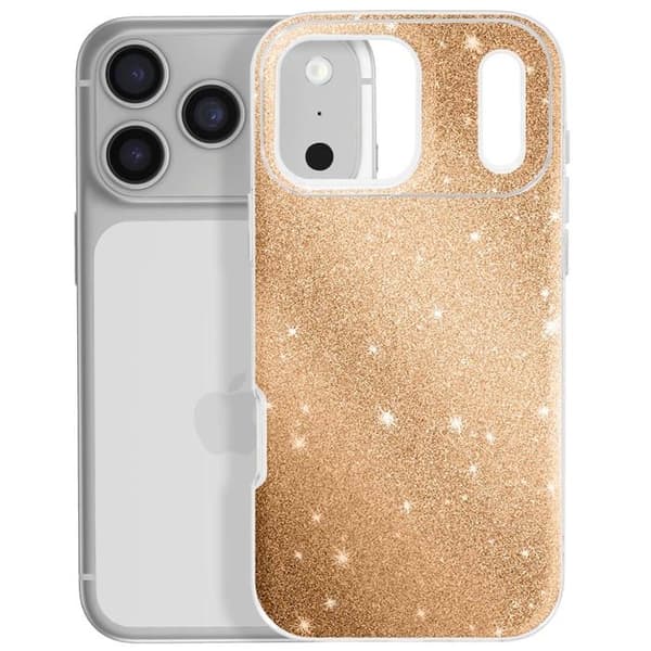 Cover - UNDERRETTE - iPhone 17 Pro Max - Bi-Materiale - Glitrende Guld - Elegant Beskyttelse Gul