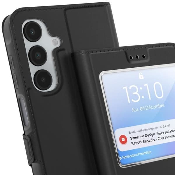 Etui - AVIZAR - Samsung Galaxy A16 - Vindue - Video Stativ - Sort Svart