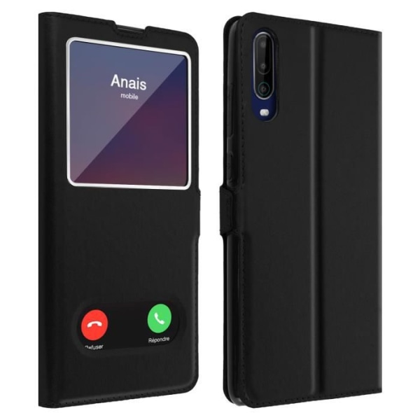 Hus - AVIZAR - Wiko View 4 / 4 Lite - Helfodral - Dubbel Fönster - Stativ Svart