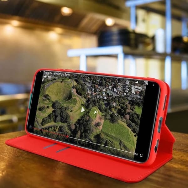 Hus - AVIZAR - Xiaomi Redmi Note 9 - Øko-læder - Rød - Støttefunktion Röd