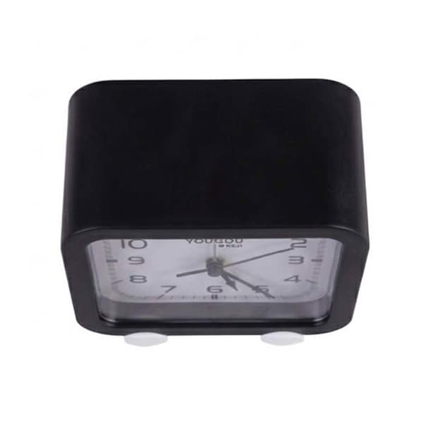 Stille Analog Quartz Vækkeur med Minimalistisk Design i Sort Svart
