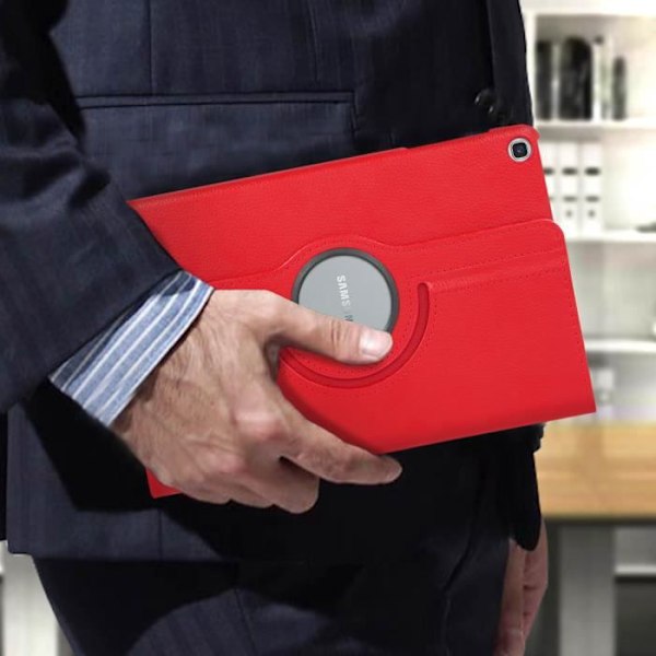 Galaxy Tab A 10.1 2019 Etui - AVIZAR - Fuld Beskyttelse - 360° Rotérbar - Rød - Syntetisk Röd
