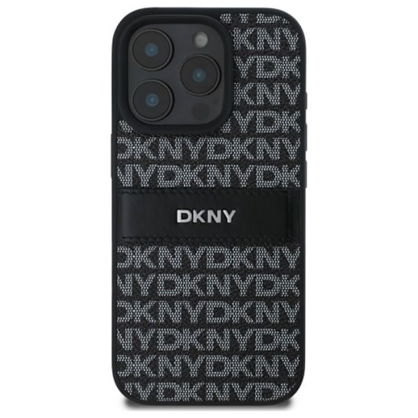 iPhone 16 Pro Cover - DKNY Læder Hardcase Struktur Mønster Tonal Stribe (DKHCP16LPRTHSLK) - Noir svart