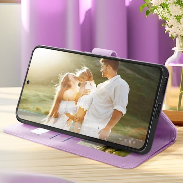 Mandala Kukka Suojakotelo Galaxy S24 FE Lompakko Tuki Rannekkeella Violetti Lila