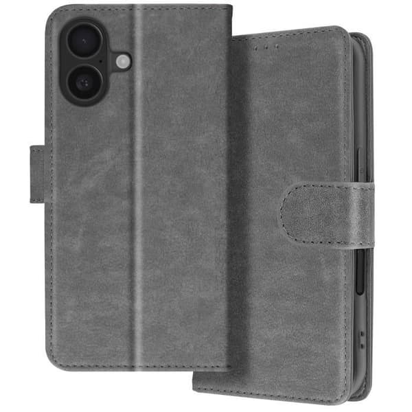 Plånboksfodral - AVIZAR - iPhone 16 Plus - Videostöd - Grå - Syntetisk Grå
