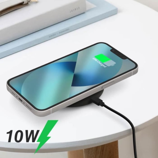 Qi Trådlös Laddare 10W Power Snabbladdning Kompakt Design Akashi Svart