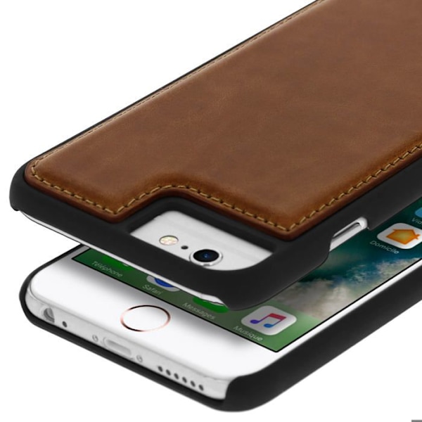 Coque iPhone 8+, 7+, 6+, 6S+ Hårdförande Skydd i Äkta Läder Akashi Kamel kastanj