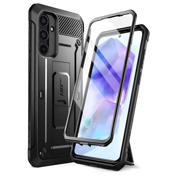 Helkåpa för Samsung Galaxy A55 Stöttålig med Stativ Stöd Supcase Svart Svart