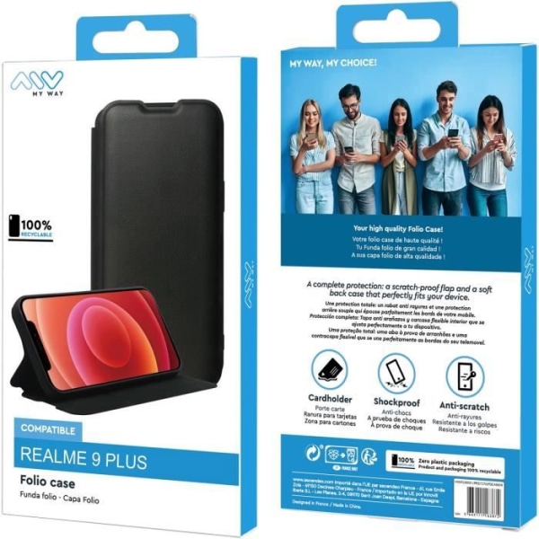 MYWAY FOLIO STAND REALME 9/9 PRO PLUS Svart