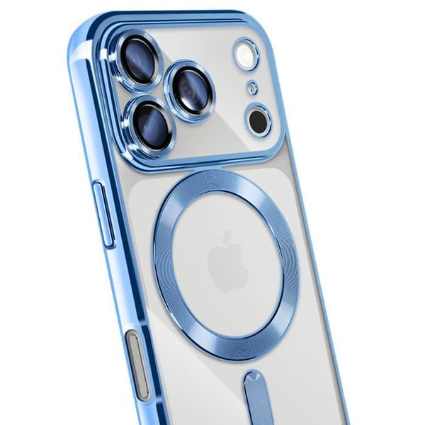 MagSafe-fodral - AVIZAR - iPhone 17 Pro Max - Blå Kromprofil - Elegant Skydd - Svarthård Blå