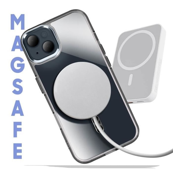 MagSafe-kuori iPhone 14:lle ja 13:lle, Musta Lasi Takana Svart