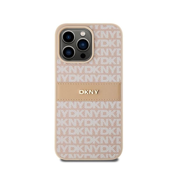 DKNY Læder Mono Stripe & Metal Logo - Etui til iPhone 15 Pro Max (Pink)