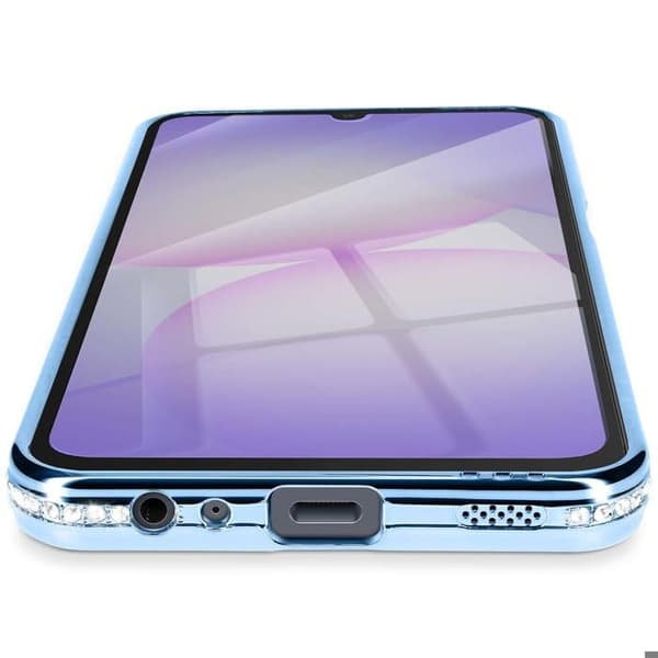 Coque Magsafe - AVIZAR - Galaxy A07 - Kontur Strassé Blå - Stødbeskyttelse - Elegant Blå