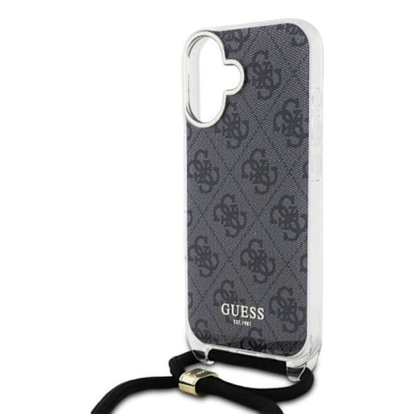 Coque til iPhone 16 - Guess Crossbody Cord 4G Print (GUHCP16SHC4SEK) - Sort