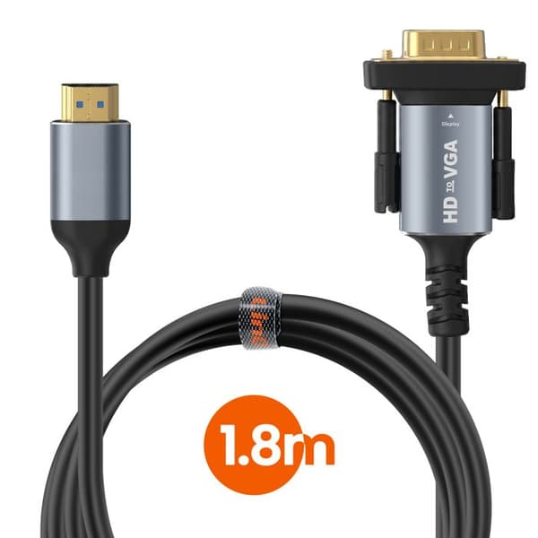 HDMI til VGA Video Adapterkabel 1,8m Full HD 1080p LinQ Sort