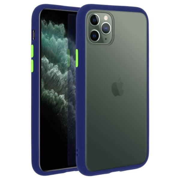 iPhone 11 Pro Fodral - AVIZAR - Matt genomskinlig - Stötsäker - Färgglad kontur - Förstärkta hörn Svart blå