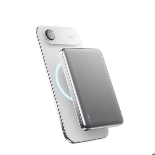 Magnetisk Ekstern Batteri 10000mAh Qi2 / USB-C 30W med USB-C Kabel BMX Sølv Grå